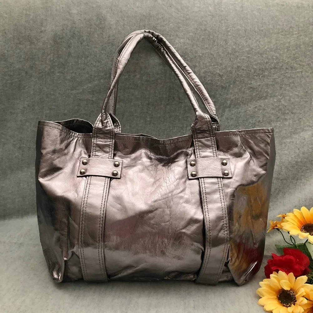 NWOT - Silver Totebag with Studs